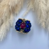 Silver Ring with Lapis Lazuli, Ruby and Raw Diamonds