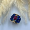 Silver Ring with Lapis Lazuli, Ruby and Raw Diamonds