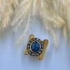 Silver Ring with Sapphire and Raw Diamonds