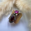 Garnet, Turmalin ve Elmas Taşlı Gümüş Yüzük