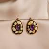 Silver Earrings with Opal and Amethyst Stones