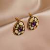 Silver Earrings with Opal and Amethyst Stones