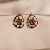 Silver Earrings with Opal and Amethyst Stones
