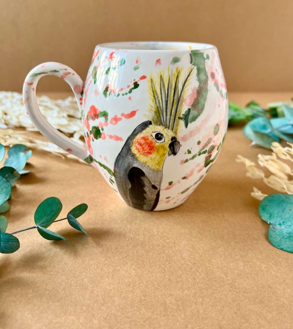 Özel Tasarım Çini Mug Papağan