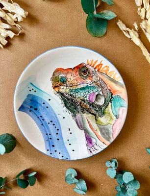 Özel Tasarım Çini Tabak Iguana