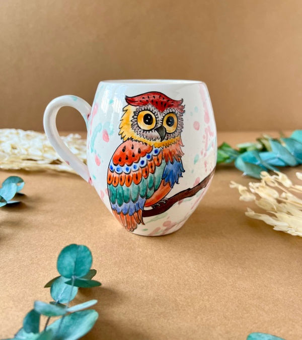 Özel Tasarım Çini Mug Baykuş