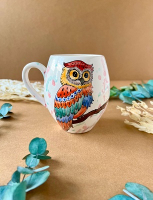 Özel Tasarım Çini Mug Baykuş