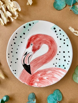 Özel Tasarım Çini Tabak Flamingo