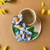 Mavi Çiçekli Kahve Mug Set