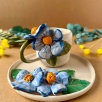 Mavi Çiçekli Kahve Mug Set