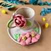 Pembe Çiçekli Kahve Mug Set