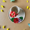 Büyük Kırmızı Çiçekli Kahve Mug Set