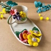 Coffee Mug Set with Colorful Flowers - Oval Plate
