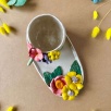 Coffee Mug Set with Colorful Flowers - Oval Plate