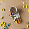 Renkli Çiçekli ve Oval Tabaklı Kahve Mug Set