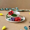 Turkish Coffee Set with Red Flowers