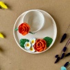 Turkish Coffee Set with Orange Roses