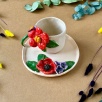 Coffee Mug Set with Red Flowers