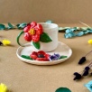Coffee Mug Set with Red Flowers