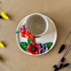 Coffee Mug Set with Red Flowers