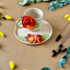 Coffee Mug Set with Orange Rose