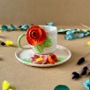 Coffee Mug Set with Orange Rose