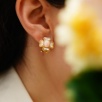 Silver Earrings with Mother of Pearl and Coral
