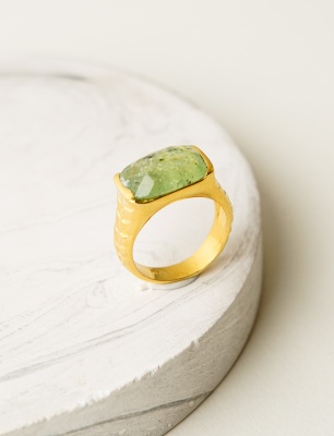 Silver Ring with Green Kyanite Stone