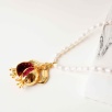 Brass Necklace Pomagrante with Pearl