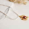 Brass Necklace Pomagrante with Pearl