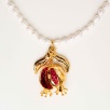 Brass Necklace Pomagrante with Pearl