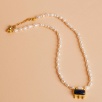 Lapis Lazuli ve İncili Pirinç Kolye