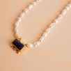Lapis Lazuli ve İncili Pirinç Kolye