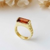 Silver Ring with Orange Kyanite Stone