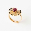 Silver Ring with Enameled Garnet Stone