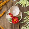 Turkish Coffee Cup Set with Red Flowers