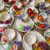 Turkish Coffee Cup Set with Hydrangea flower