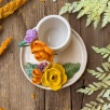 Turkish Coffee Cup Set with Orange Rose