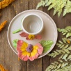 Turkish Coffee Cup Set with Big Pink Flower