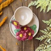 Turkish Coffee Cup Set with Pink Flowers