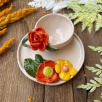 Turuncu Çiçekli Türk Kahvesi Fincan Set