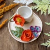 Turkish Coffee Cup Set with Orange Flowers