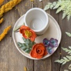 Turkish Coffee Cup Set with Orange Flowers