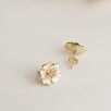 Silver Earrings with Enamel Flower