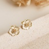 Silver Earrings with Enamel Flower