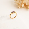 Silver Ring with Emerald and Ruby Stones