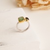 Silver Ring with Green Kyanite and Ruby
