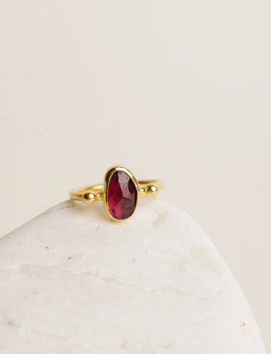 Garnet Taşlı Gümüş Yüzük