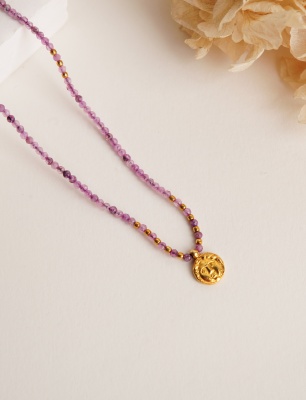 Silver Necklace with Amethyst