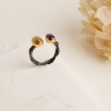 Silver Ring with Quartz and Amethyst Stones